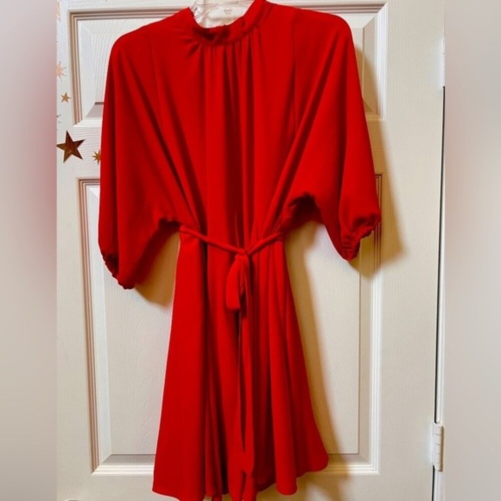 Ann Taylor Red Dolman Sleeve Dress w/belted flare. New with tags. M Petite